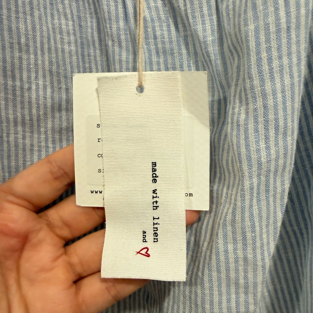 beachlunchlounge Light Blue & White Striped Square Neck Top - Picture 4 of 4